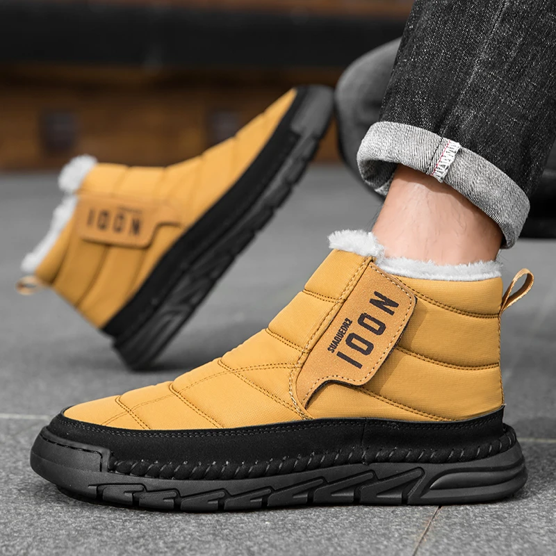 

Outdoor Fashion Brand Men Side Zipper Comfortable Thick Soled Cotton Shoes Winter New Item Plus Plush Warm Anti Slip Snow Boots