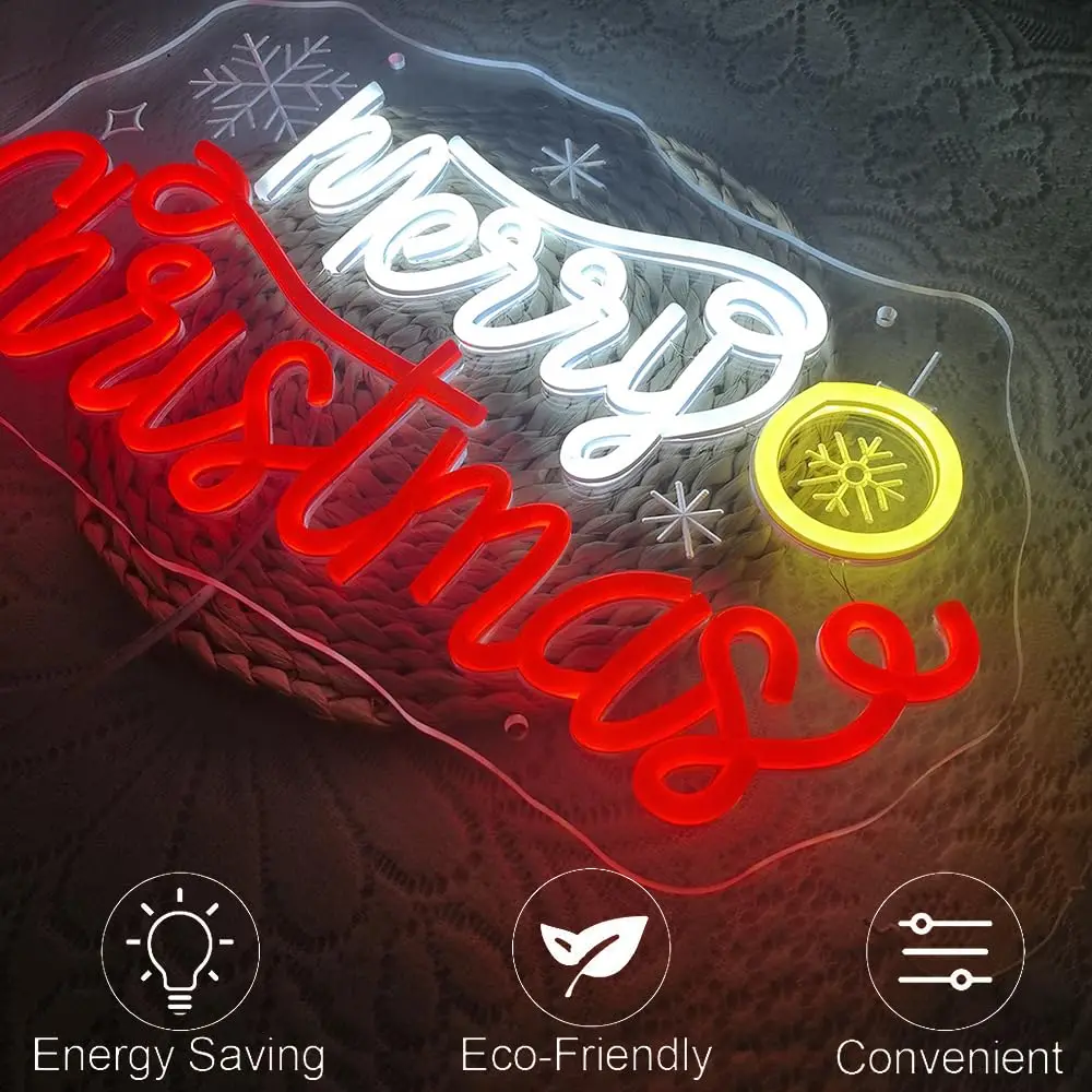 Feliz Navidad letrero de neón alimentado por USB Led campana de Navidad luz de neón para decoración de pared fiesta de Navidad hogar ventana Bar porche puerta delantera H