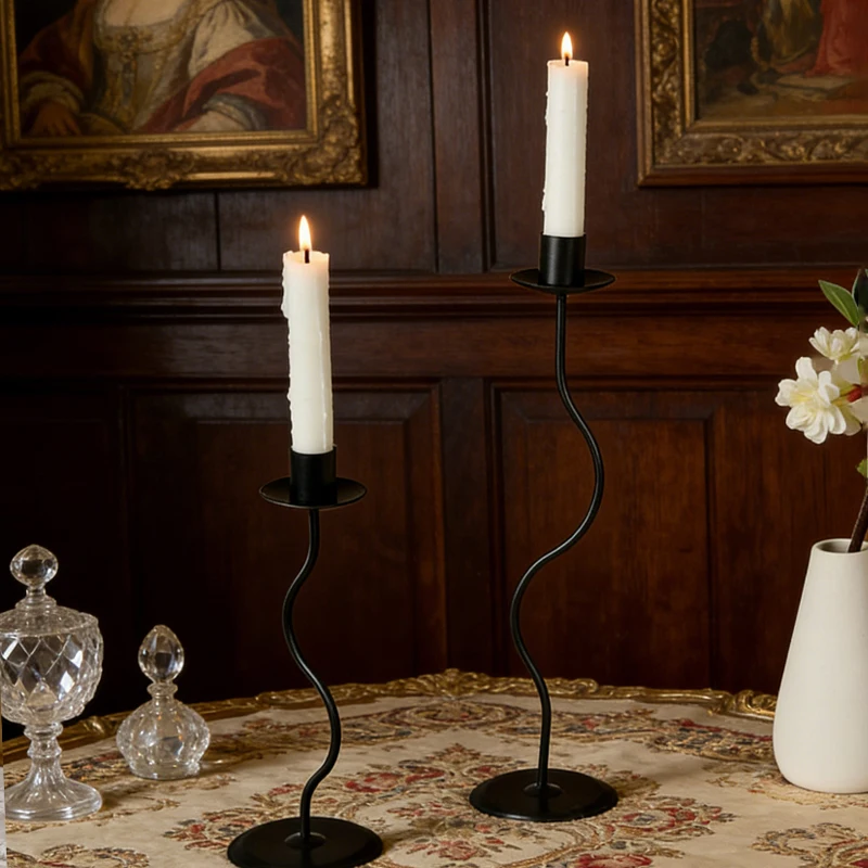 2 Pcs Black Candlestick Holders Black Candle Holder for Candlestick,Taper Modern Candle Holders Table Centerpieces for Parties