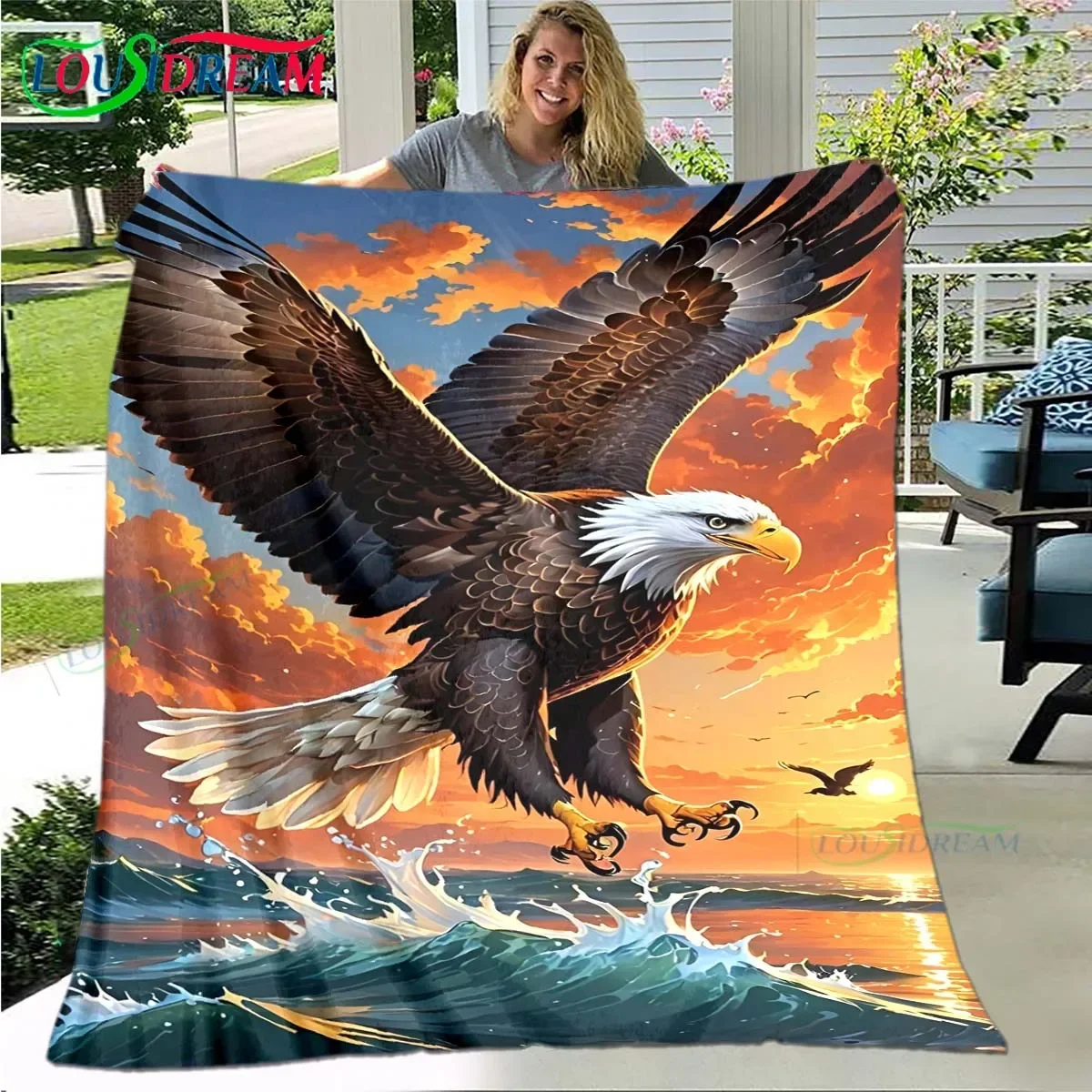 

Strong Powerful Fine Eagle Printing Blanket,Flannel Throw Blanket for Home Bedroom Bed Sofa Picnic Office Hiking Leisure Nap