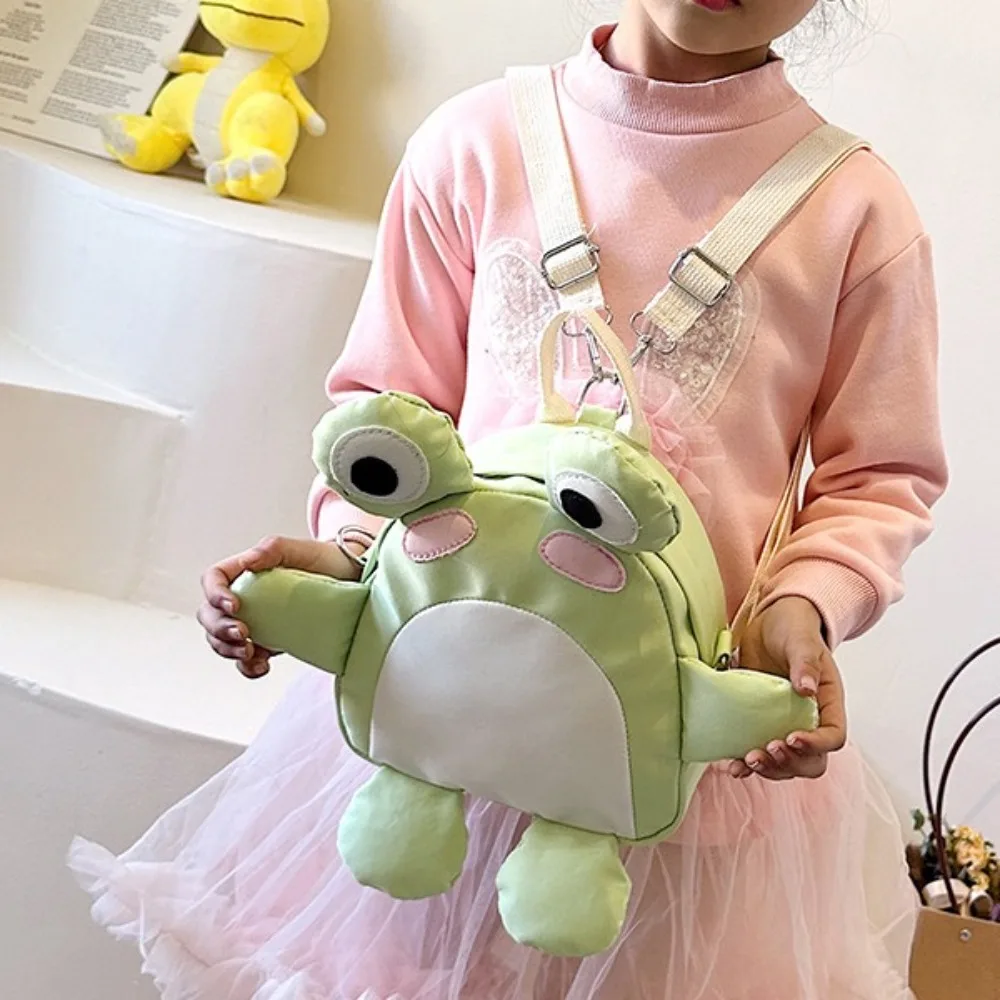 Sac à dos grenouille de dessin animé 3D en nylon pour enfants, sac d'école étanche, sac de rangement, sac à bandoulière, grande capacité, Y2K