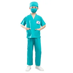 Unisex Kids Doctor Costume, Surgeon Scrubs with Protective Clothing for Cosplay and Dance Performance