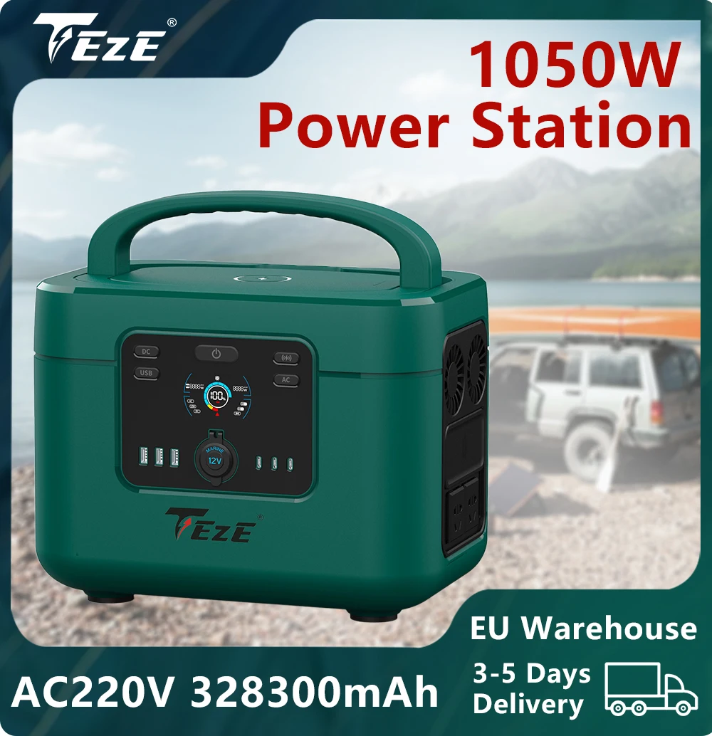 

TEZE 1050W Portable Power Station Lifepo4 Battery Solar Generator for Home Outdoor Tent EU Warehouse 3-5 Days Fast Delivery