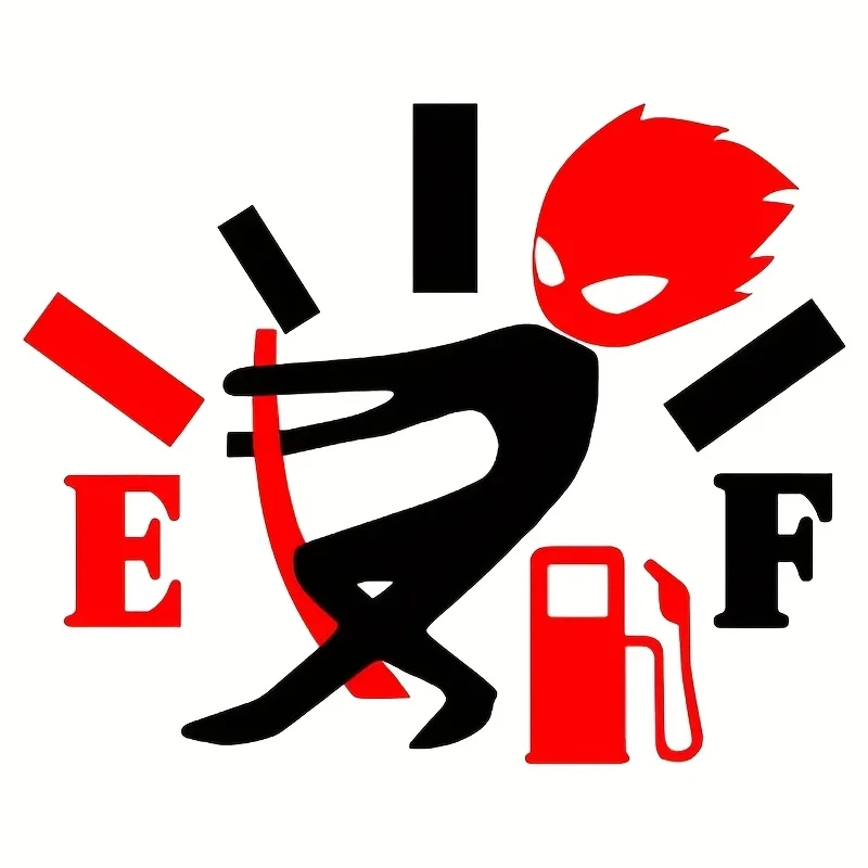 Humorous Car Stickers, High Fuel Consumption Decals, Angry Boy Adjusting The Fuel Gauge, Empty Fuel Gauge Car Stickers for Cars