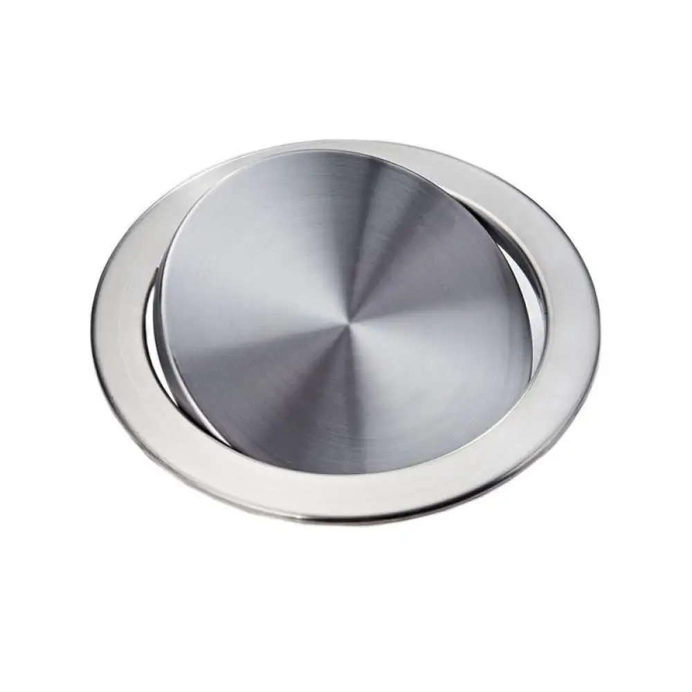 Professional Kitchen Countertop Trash Lid Stainless Steel Swing Flap Garbage Bin Cover Built In Waste Storage Entry