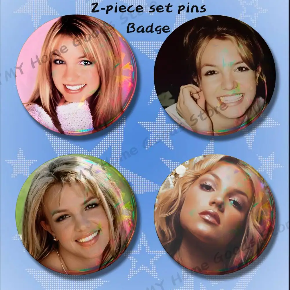 Singer B-Britney S-Spears Brooches for Backpack Accessories 25 32 44 58 75mm Round 2-piece set Free Mix