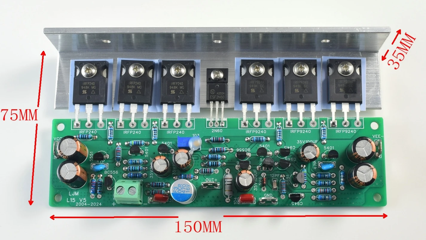 2pcs L15 MOSFET Stereo Amplifier Board 2-Channel AMP 300W 8R CLASS AB IRFP240 IRFP9240