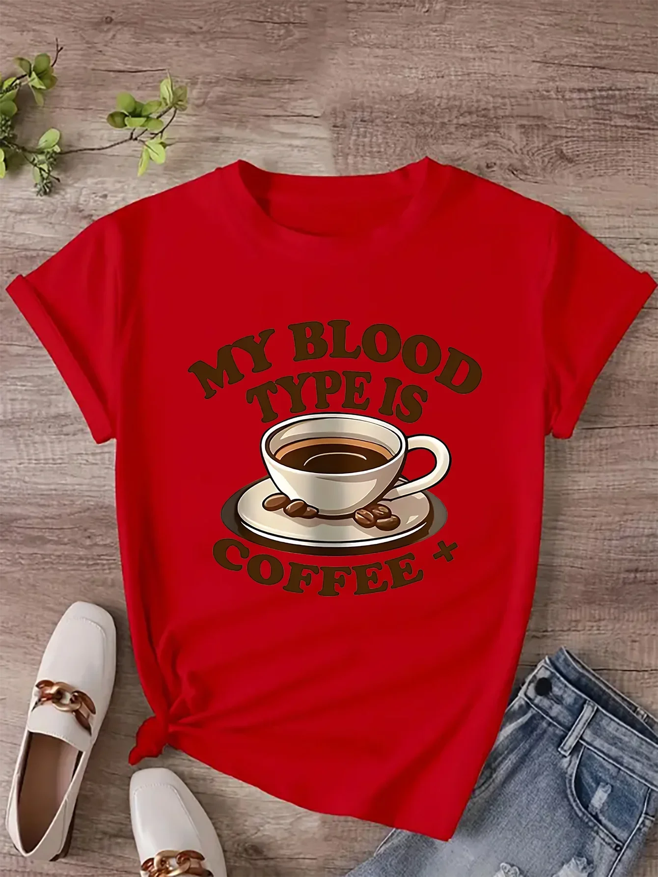 

Polyester Knit Fabric Regular Fit for All Seasons Women'S Casual Round Neck Sleeve T-Shirt Geometric Print Streetwear Tops Tees