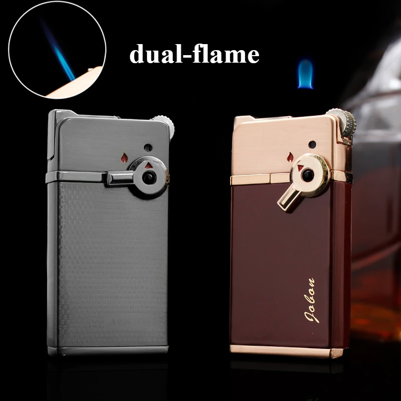 

JOBON Double Fire Dual Purpose Blue Flame Straight Into The Lighter Creative Personality Inflatable Windproof Cigarette Lighters