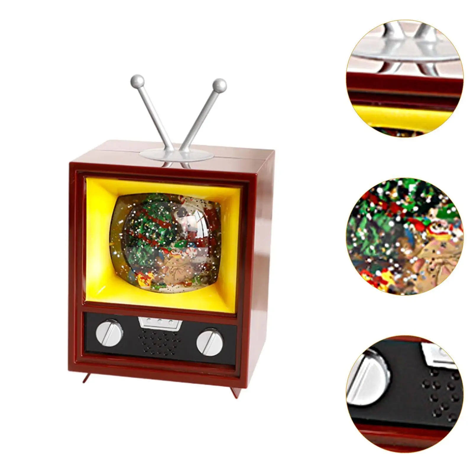 زخرفة تلفزيون خشبية لعيد الميلاد، منحوتة تلفزيون خشبية لعيد الميلاد، تمثال تلفزيون صغير لعيد الميلاد لتزيين سطح المكتب والمنزل #5