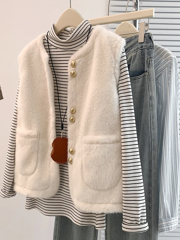 

Теплый круглый жилет Thiened Ne Svel для женщин, большой размер, модная повседневная зимняя верхняя одежда