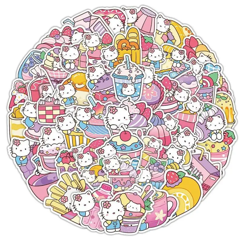 10/30/50/103PCS Sanrio Stickers Cute Food Dessert Graffiti Sticker Luggage Laptop Guitar Bike Decals Cartoon Kawaii Hello Kitty