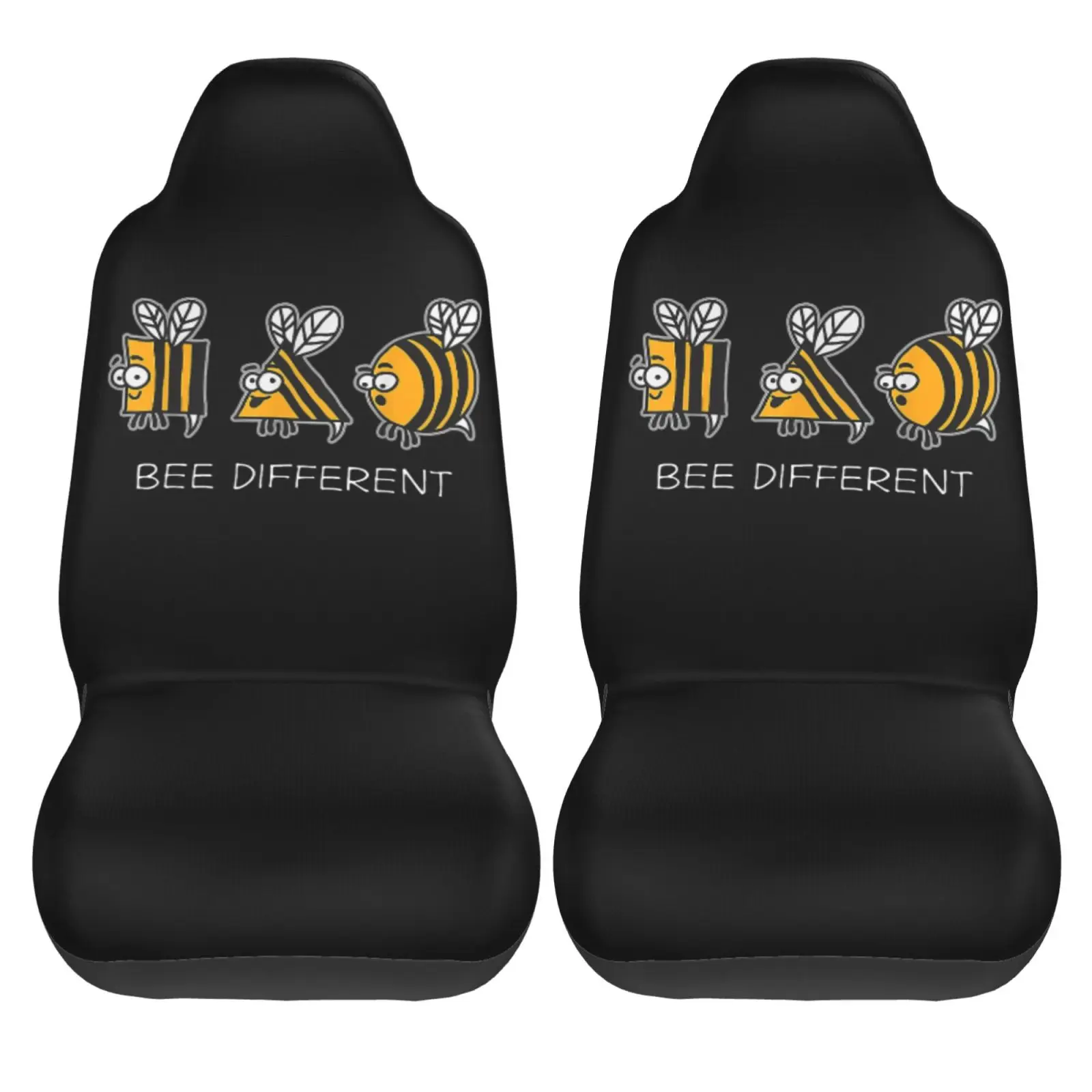 Different Bee Pattern 2 Pieces Covers Front Car Seat Universal Protector Cushion Cover Saddle Comfort Covers Fit Most Car
