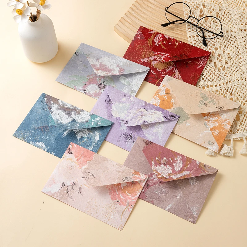 

20Pcs Elegant Peony Envelopes Floral Vintage Chinese Style Embossed Invitation Greeting Envelopes for Festivals