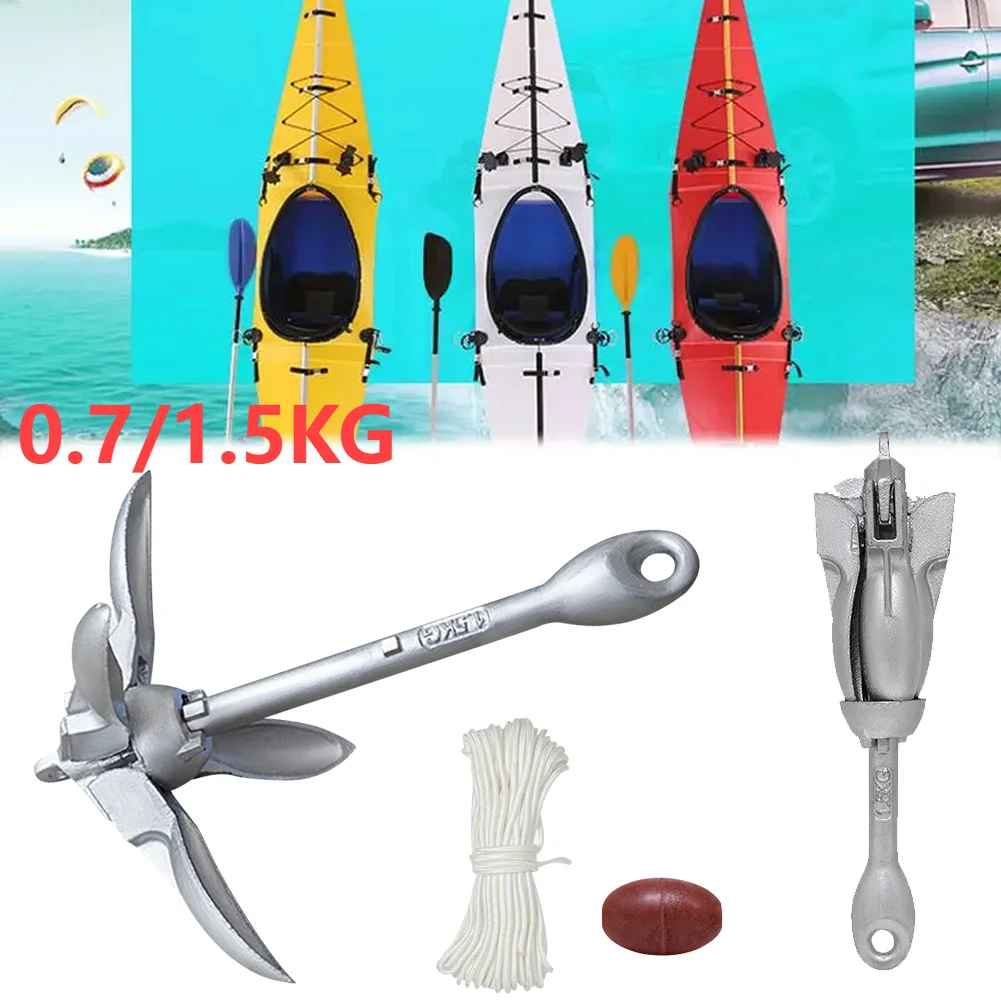 0,7/1,5 kg Grapnel-Anker mit 65 Fuß Marine-Seil und Boje-Marine-Anker für Kajak-Angelkanus Jet Ski SUP Board