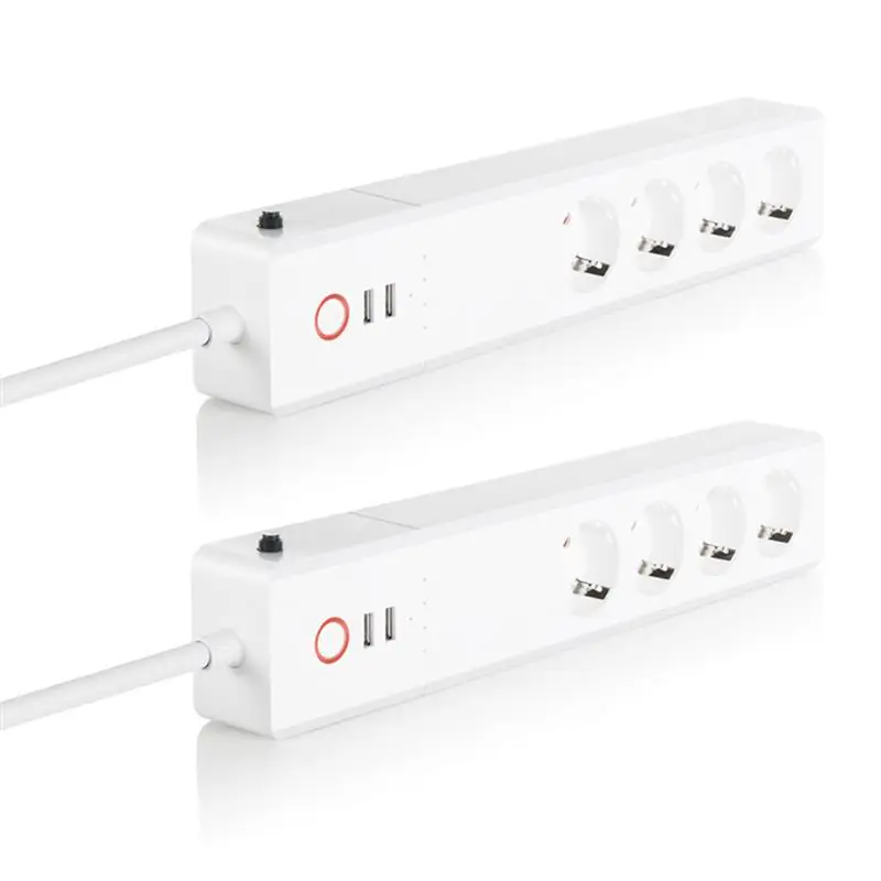 To Zigbee Smart Power Strip 16A EU Plug Socket Bar Multiple Outlet Extension Cord With 4AC pulg Independent Control power by