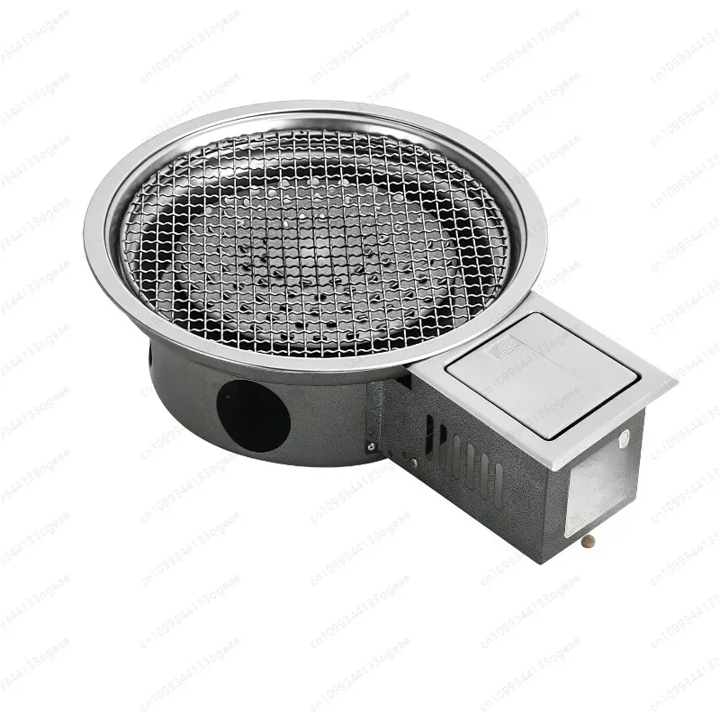 

The restaurant kitchen features a smoke-free design and steel construction of a Korean-style natural gas barbecue oven grill