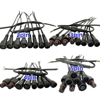 LEDストリップライト用防水ブラックケーブル、オスからメスジャック、コネクタ、ip68、22awg、2ピン、3ピン、4ピン、5ピン、5ペア、10ペア、20ペア