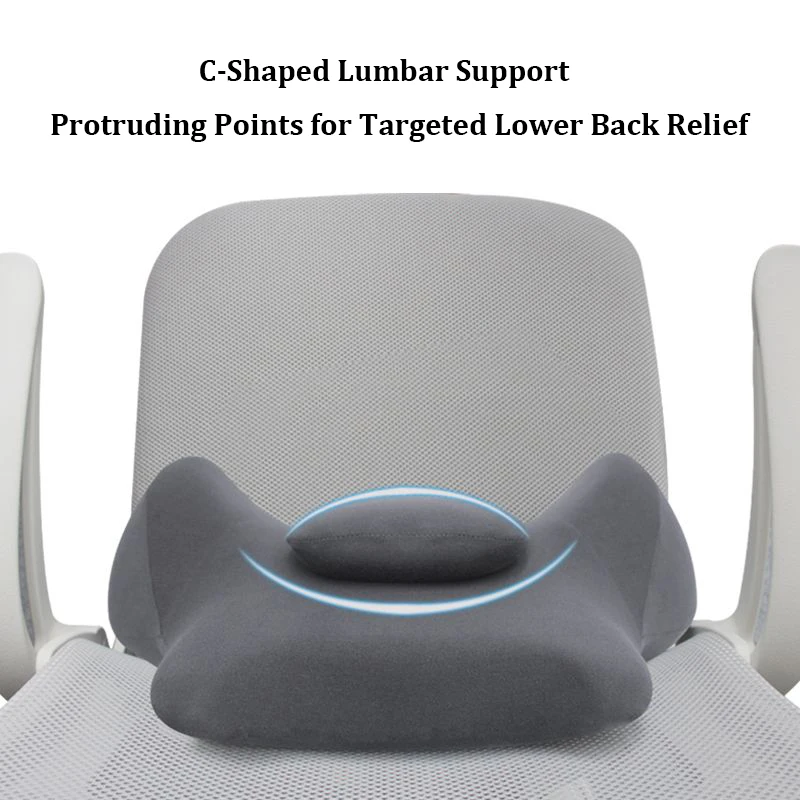 Ergonomically Designed Lumbar Support Pillow for Office Chair/Car/Plane-Black Memory Foam Home Backrest Cushion Waist Pillow