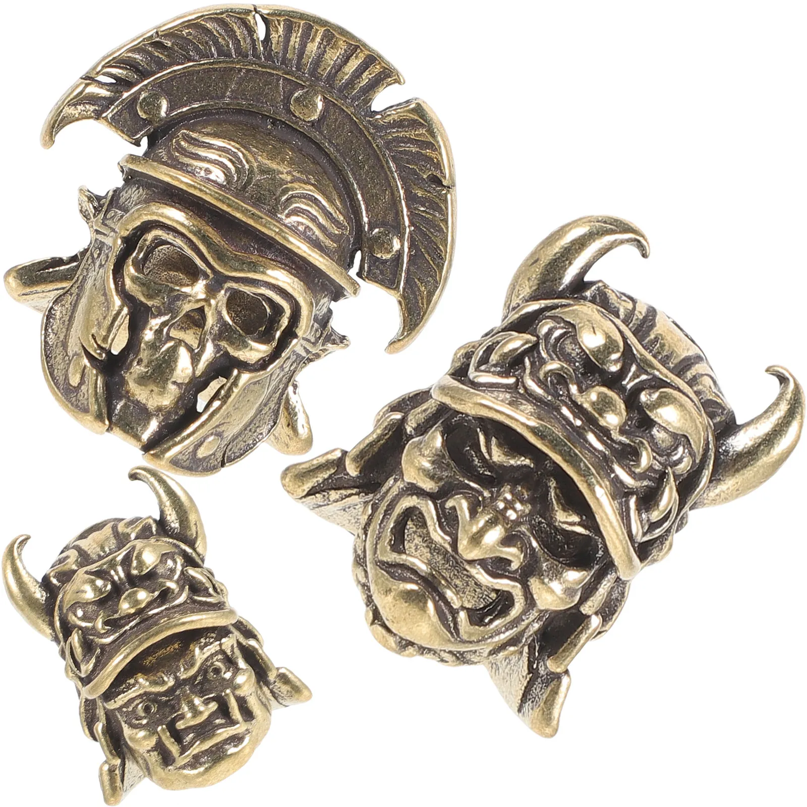 3pcs Vintage Brass Samurai Pendant for DIY Necklace, Bracelet, Keychain & Bag Charm view 6