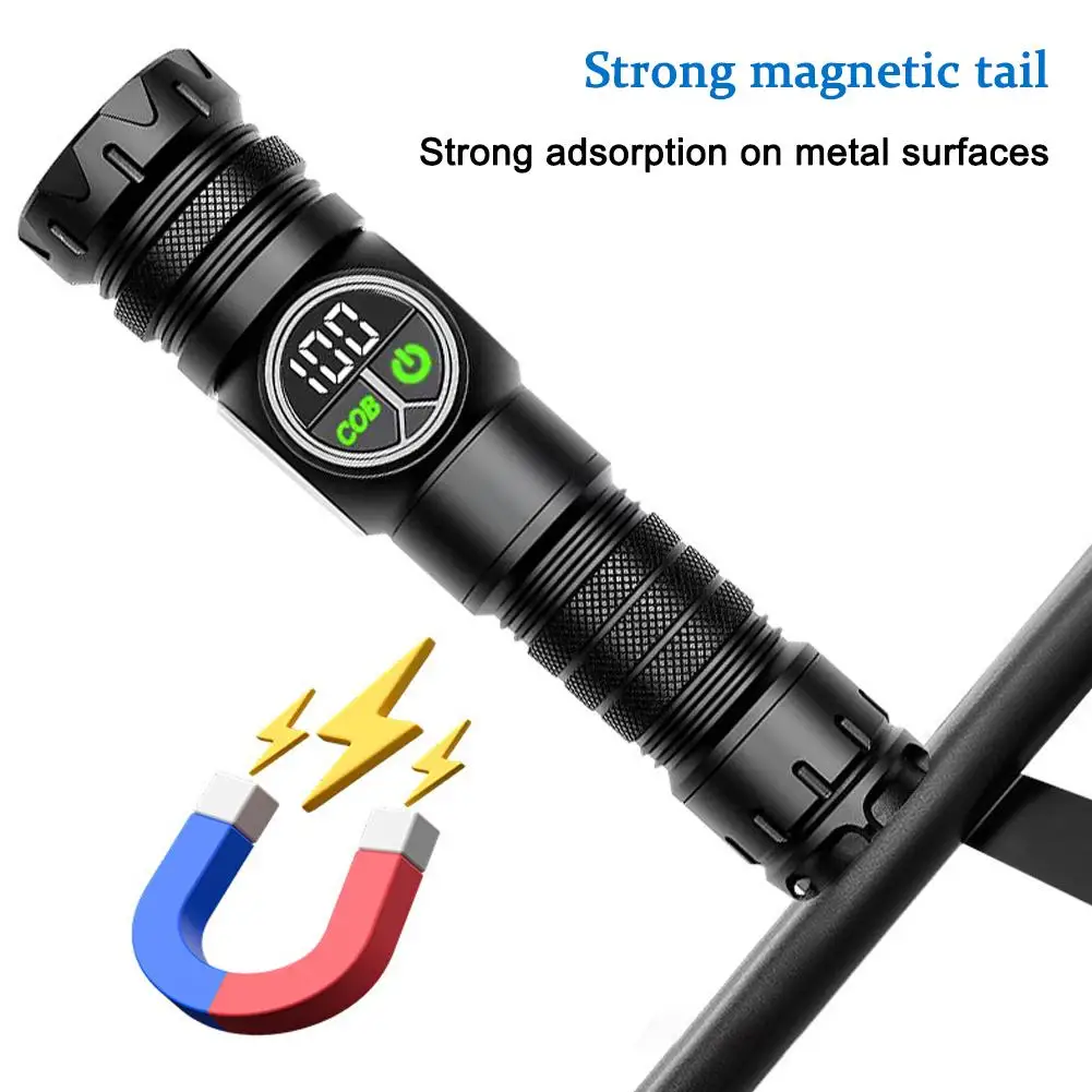 

Digital Display Flashlight With COB Side Light Compatible 18650/26650 Tactical Lamp LED Batteries Handheld With P0J6