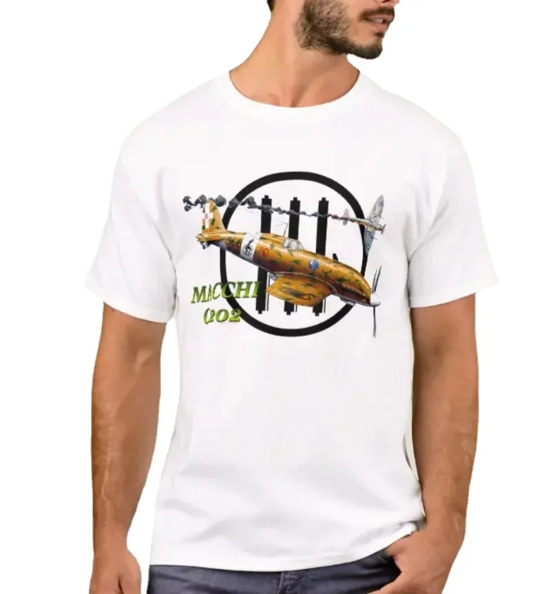 WW II Italian Macchi C.202 Fighter Airplane T-Shirt. Summer Cotton Short Sleeve O-Neck Mens T Shirt New S-3XL