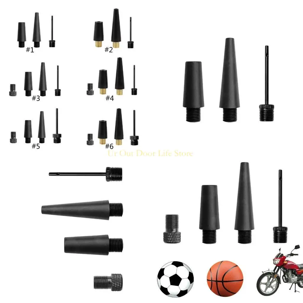 

77UF Tire Valves Adapter Ball Needle Balloon Nozzles Inflation for Electric Inflator