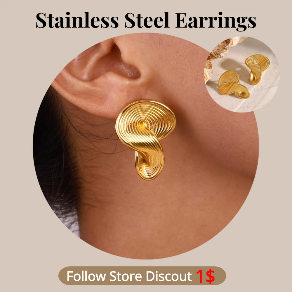 Stainless Steel Geometric Earrings Plated 18k Gold Color Non Tarnish Waterproof Trendy Jewelry Earrings For Women Gift