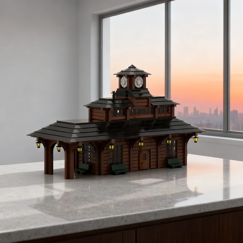 

3901pcs MOC Gare Train Station Bahnhof Western Model Building Blocks DIY Gift Creative Collectible Display Decor Premium Adult