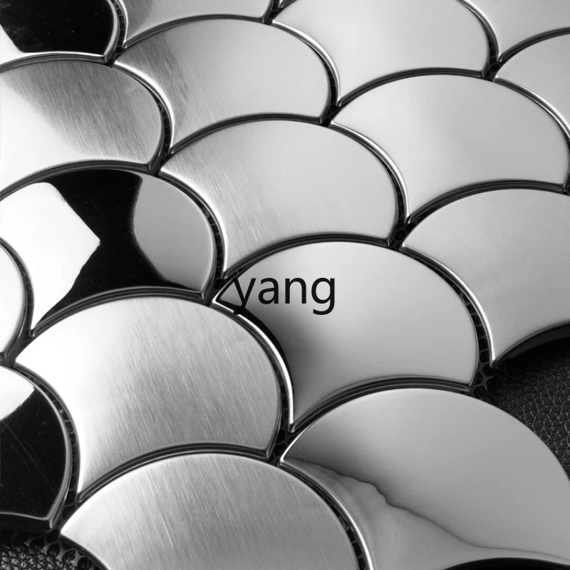 

TGF stainless steel fan fish scale mosaic tile metal wall sticker cloakroom entrance wall tile