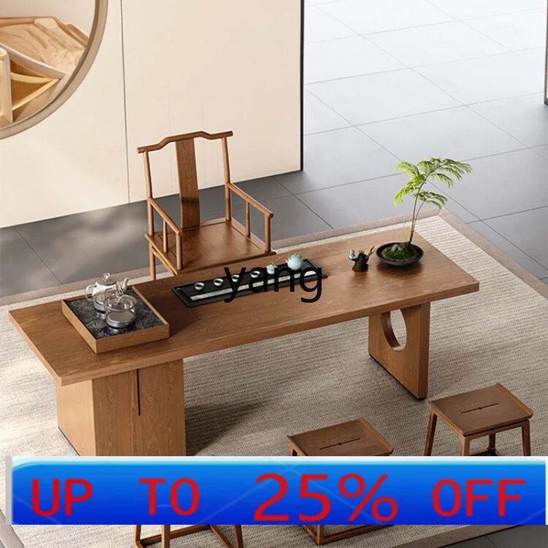 LMMnew Chinese solid wood Kung Fu tea table and chair office automatic light luxury modern high sense