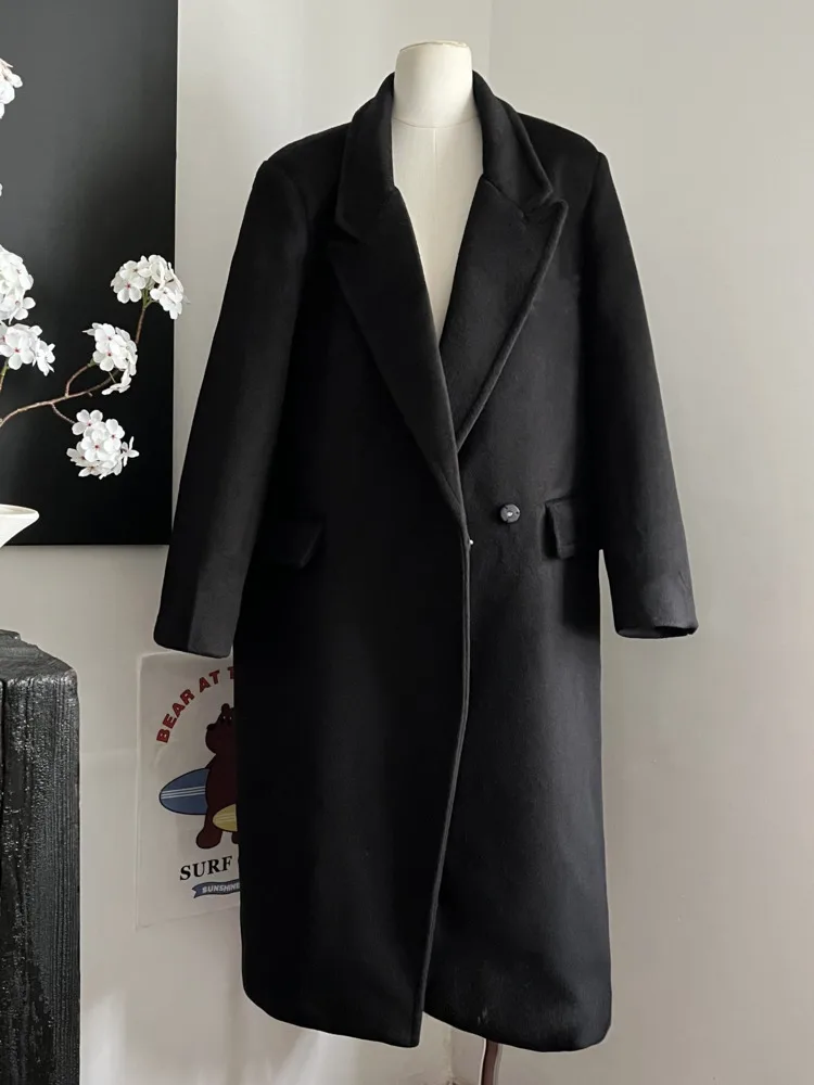 Black Brother Annual Revival Plus Color W Explosion Classic Edition Shoulder Woolen Coat For Women