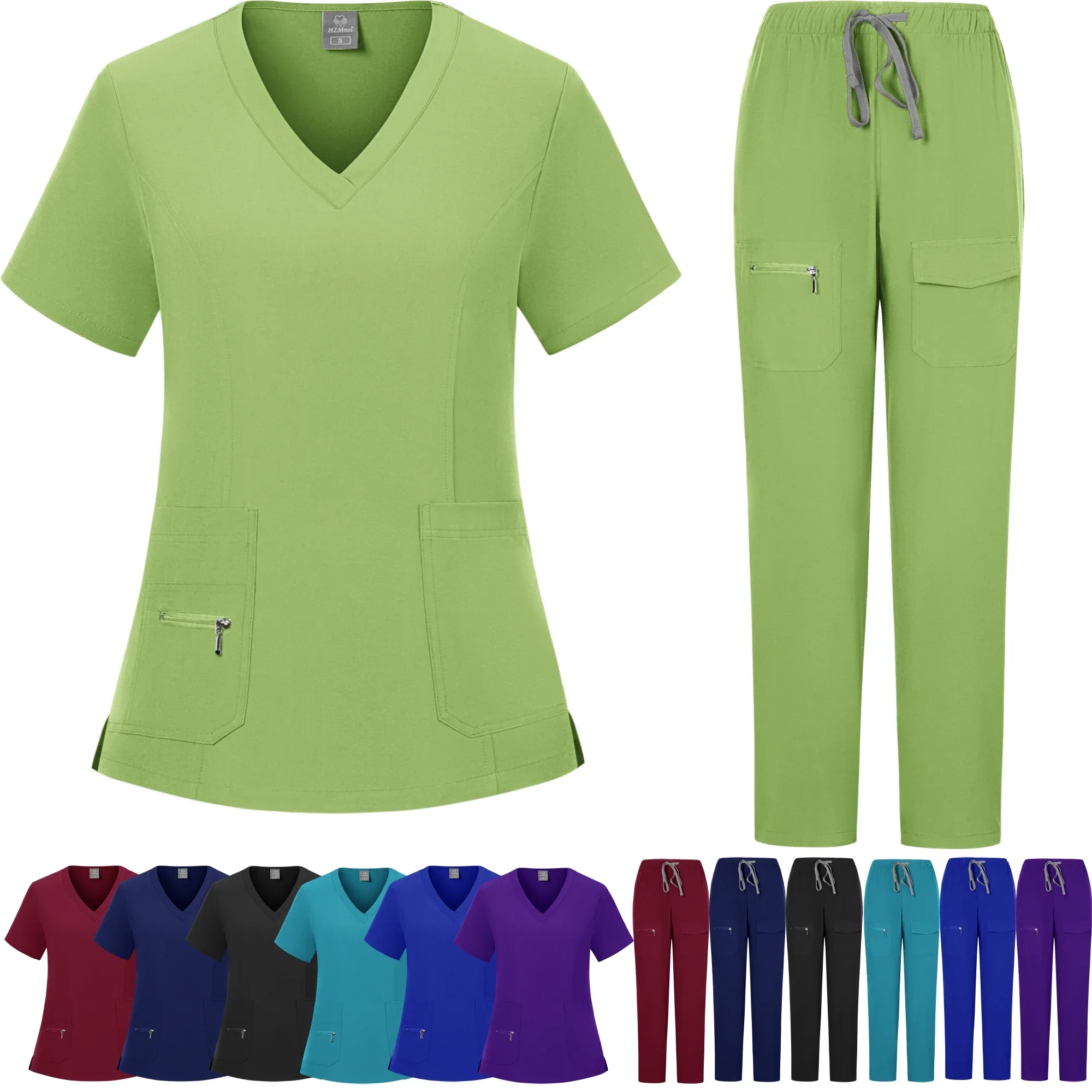 

Surgical Uniforms Woman Scrub Set Medical Nurse Beauty Salon Workwear Clinical Scrubs Top + Pant Spa Doctor Nursing Tunic Suit