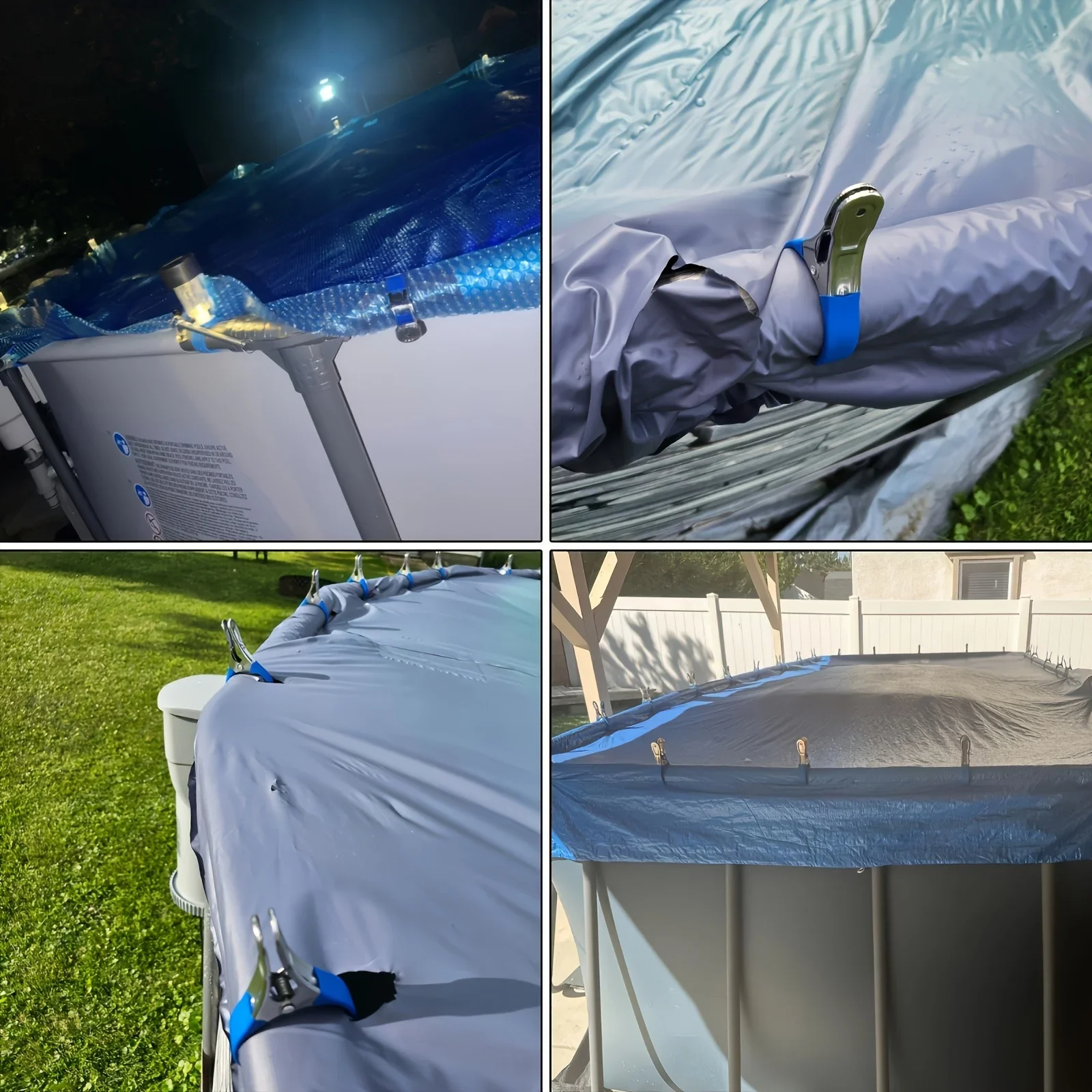 10 Stück langlebige Poolabdeckungsclips aus Edelstahl mit Kunststoffgriffen – robuste, winddichte Federklemmen – Detail 5