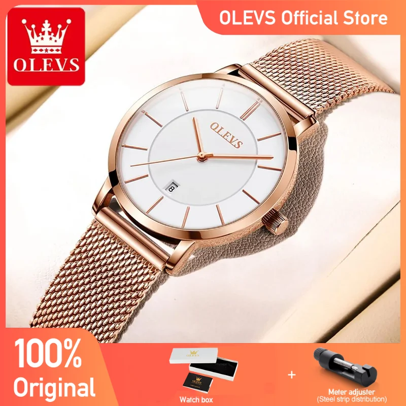 OLEVS 5869 New Rose Gold White Women Watch Casual Quartz Watches Ladies Top Brand Female Wrist Watch Girl Clock