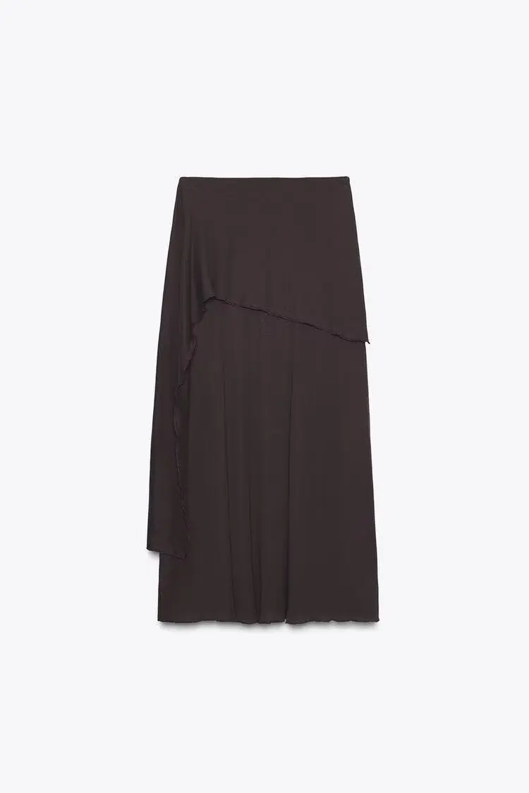 女性シックなソリッドカラーのレイヤードハイウエストハーフドレス春秋フリル裾ルーズドレスレディデイリー通勤ショートスカート