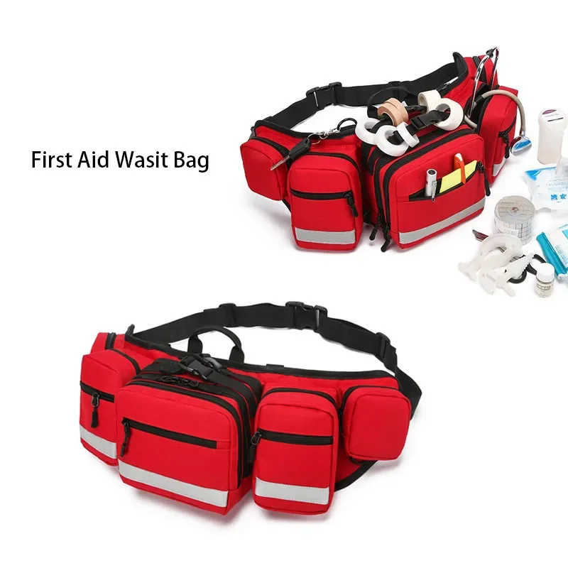 travel-rescue-waist-bag-first-aid-fanny-pack-medical-storage-red-empty-pouch-compact-survival-medicine-pocket-shoulder-bag