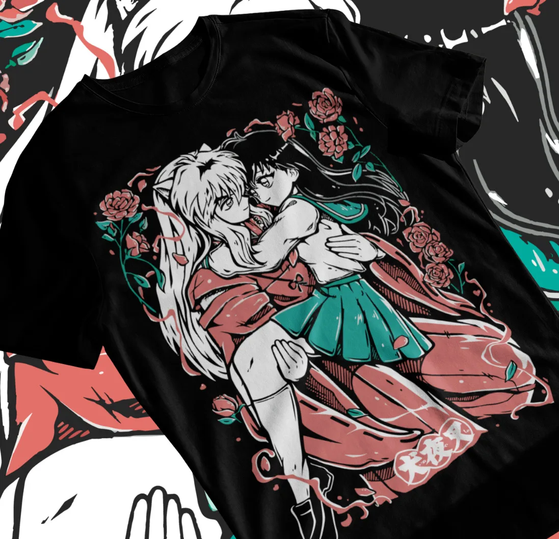 

Inuyasha Sesshomaru T-shirt Red Moon Inu Yasha Girl Anime Manga Gifts Soft Tee