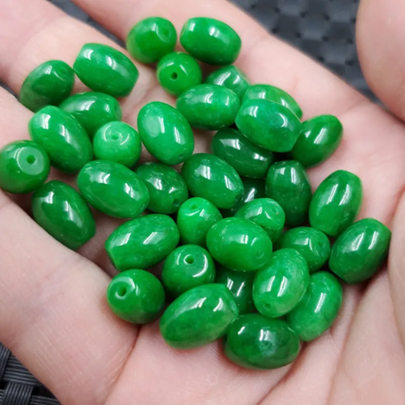 Jade Scattered Beads Jade Dry Green Bead Scattered Beads8*12mm Scattered Beads Oval Scattered Beads Emerald Scattered Beads Acce