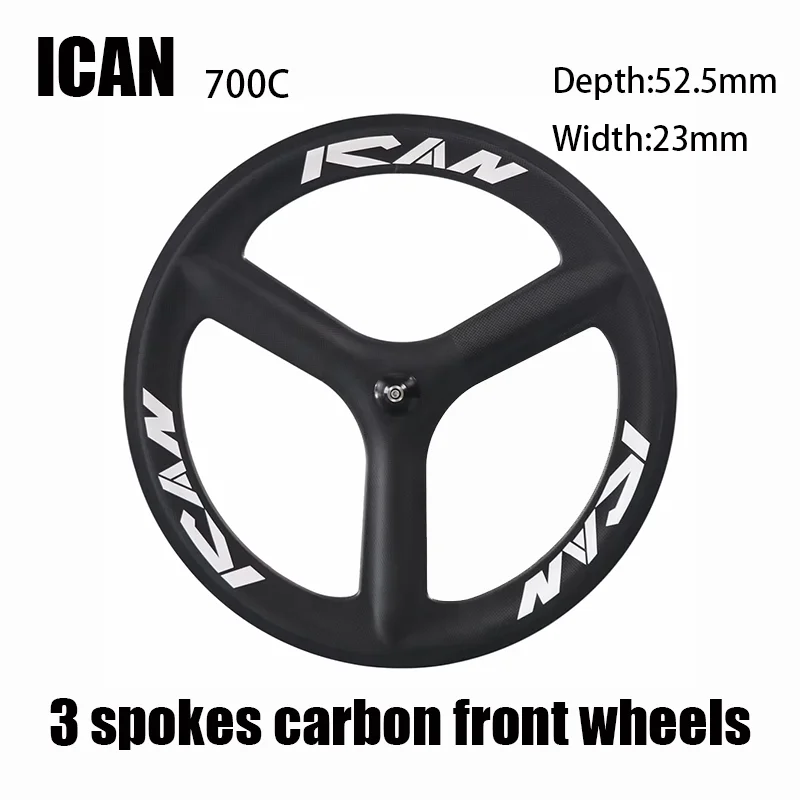 

ICAN BIKES 3-спицевые карбоновые колеса для шоссейного велосипеда Powerway, черная ступица или трекового велосипеда с матовой отделкой 3K или UD, v-образным скосом