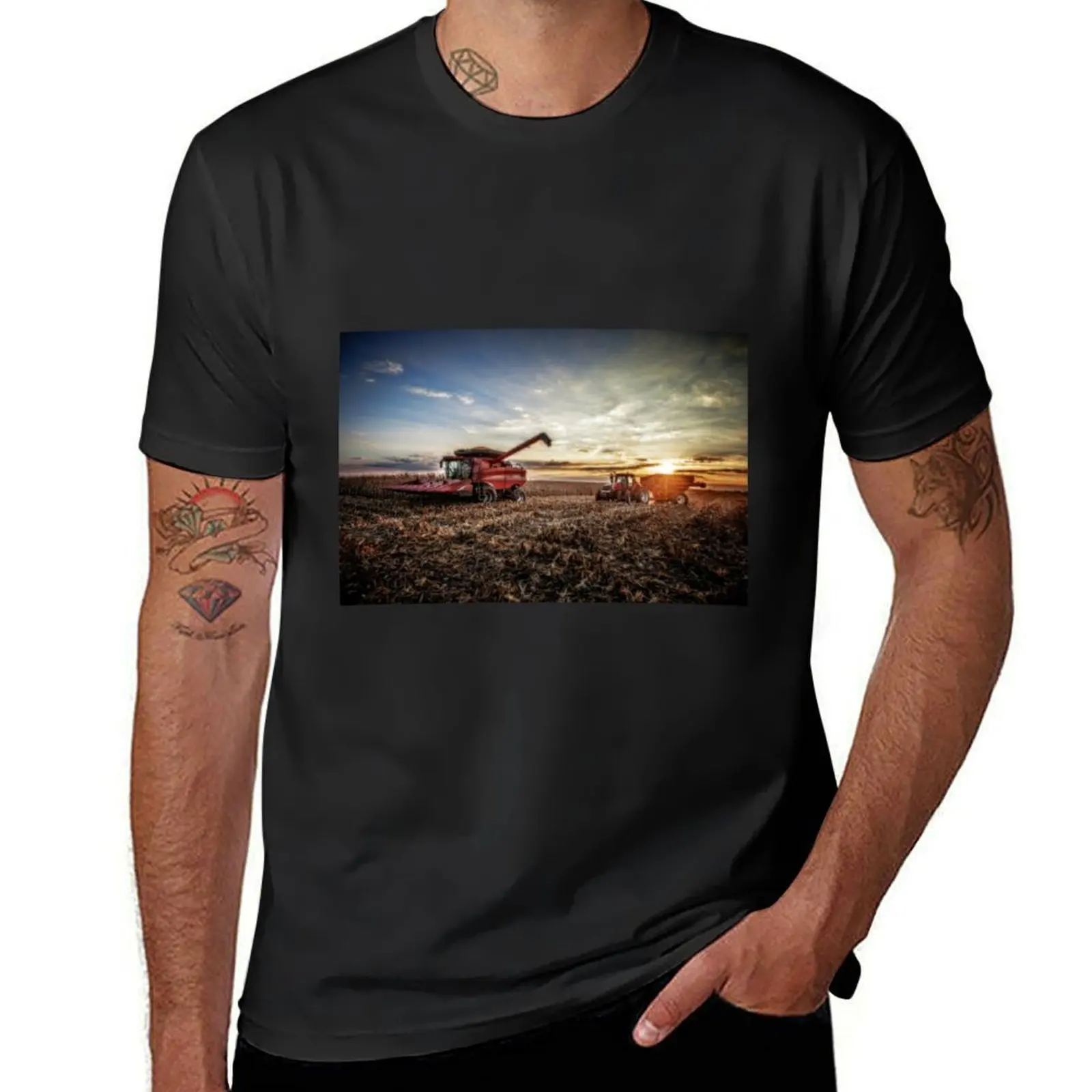 Harvesting at Sunset T-Shirt shirts graphic tees sweat kawaii clothes clothes for men