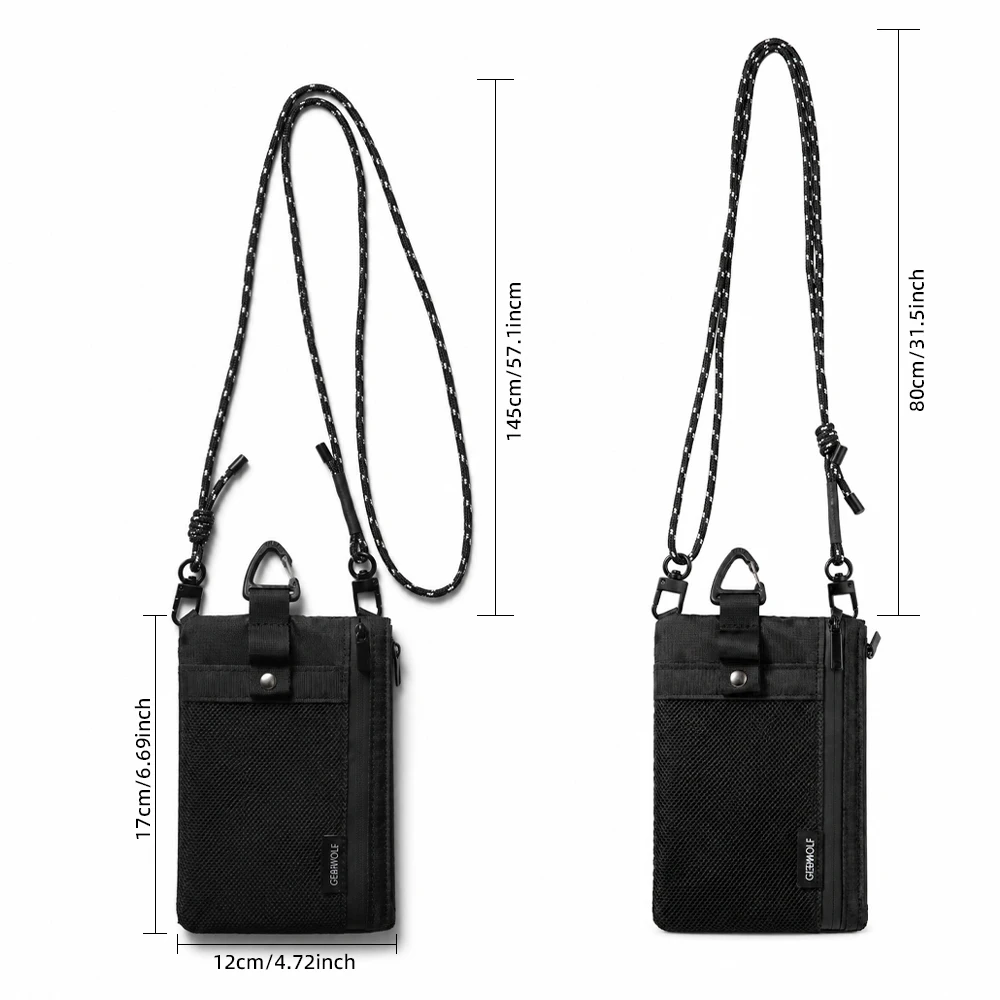 RFID-blockierende Reisebrieftasche mit Pass- und Handyfach, abnehmbarem Trageband und Schlüsselring, leichte Reisebrieftasche. – Detail 4