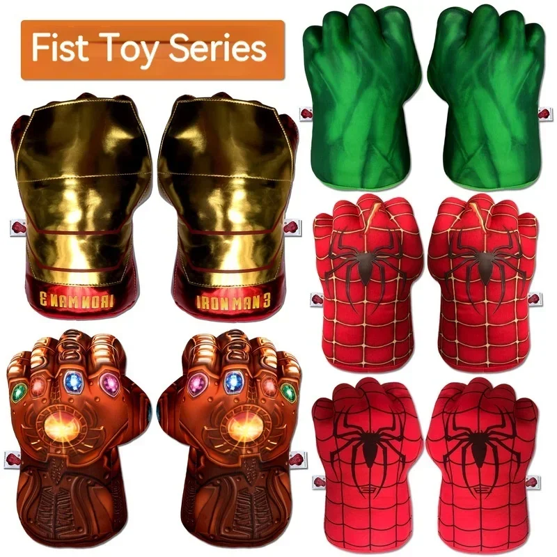 Disney Cosplay The Avengers Figures Hulk Spiderman Boxing Gloves Iron Man Grey Thanos Giant Fist Plush Vent Toys for Children