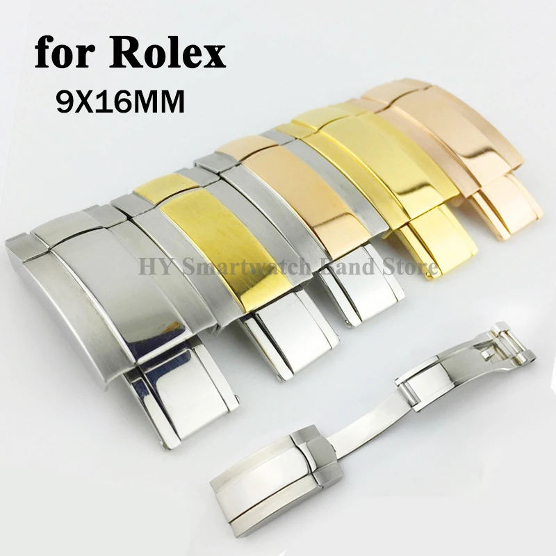 9x16mm Watch Buckle for Rolex Daytona for Submariner Solid Folding Buckle Metal Watch Clasp for Leather Strap Clasp Accessories