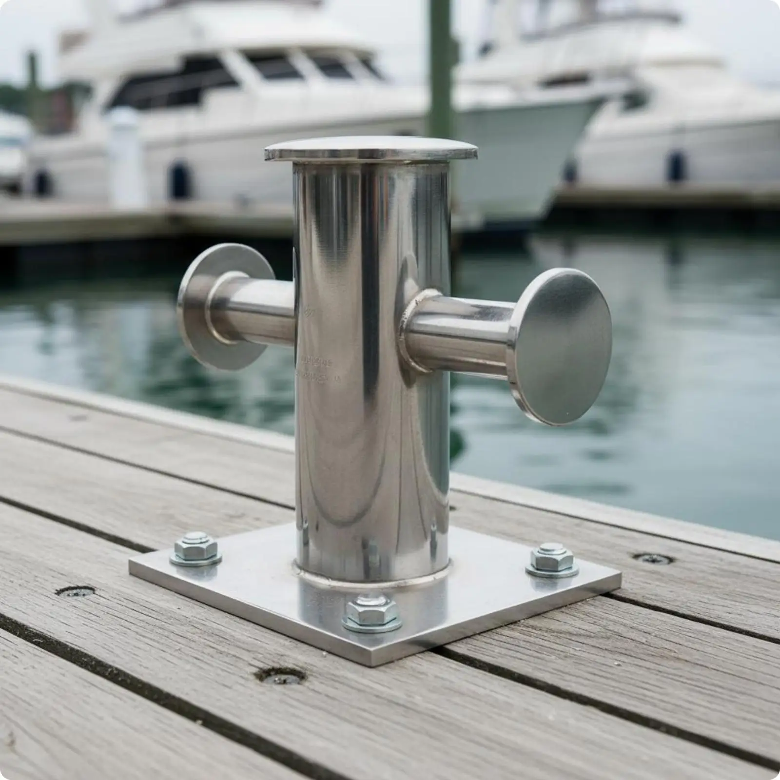 Marine Mooring Bollard Stainless Steel Cross Dock Post Durable Cleat Hardware for Waterfront Installations