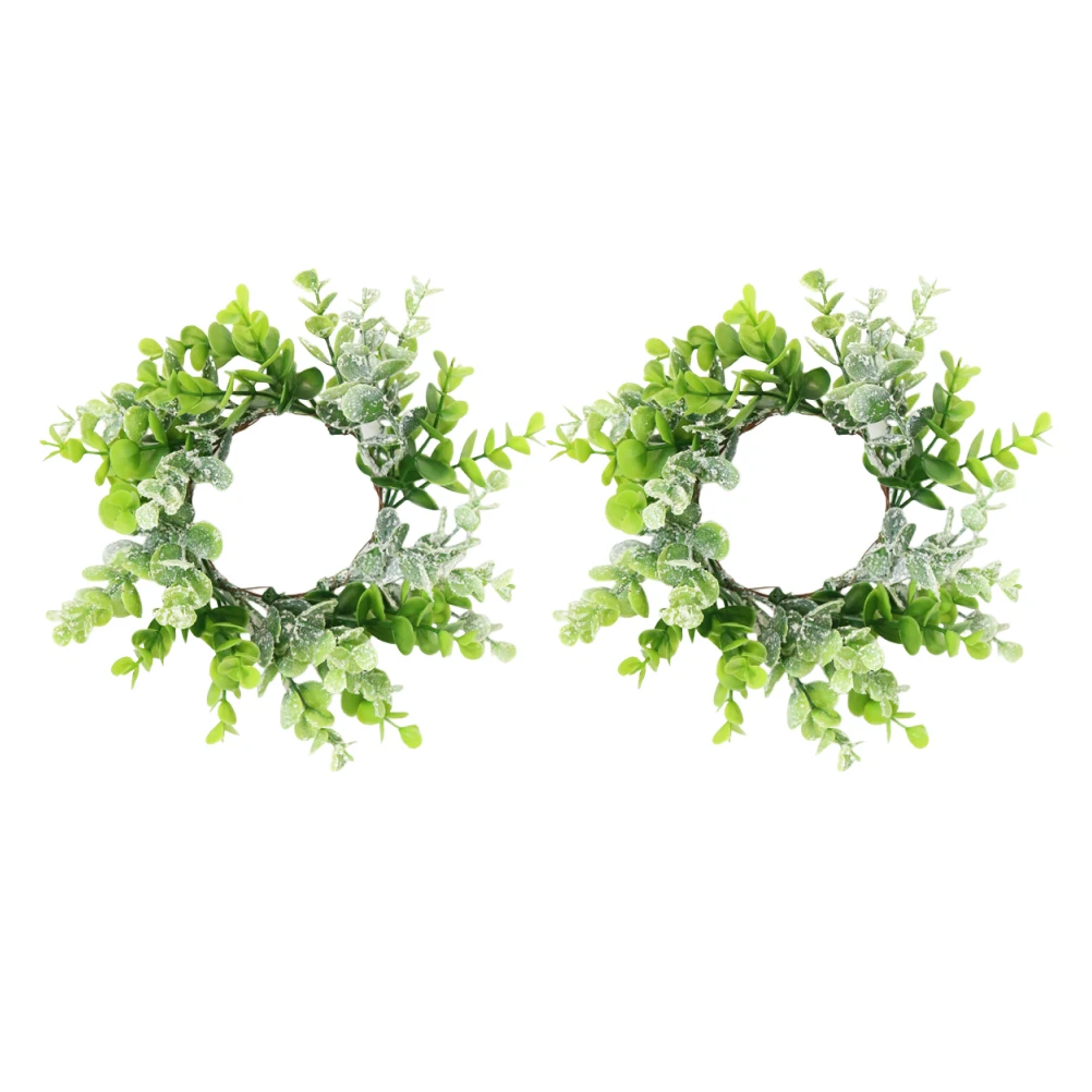 

2Pcs Eucalyptus Rings Fake Greenery Wreaths for Table Centerpieces Home Party Decor Christmas Easter Rustic Farmhouse