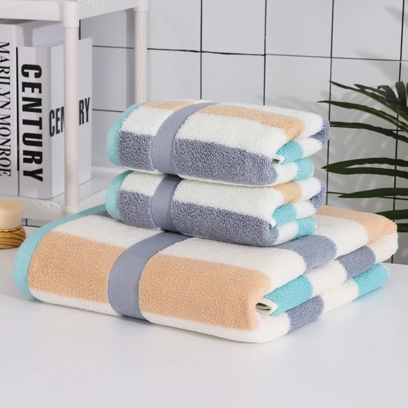 Thicken and increase adult bath towel 32 strands of pure cotton color strip bath towel 80*160 large loop soft and absorbent