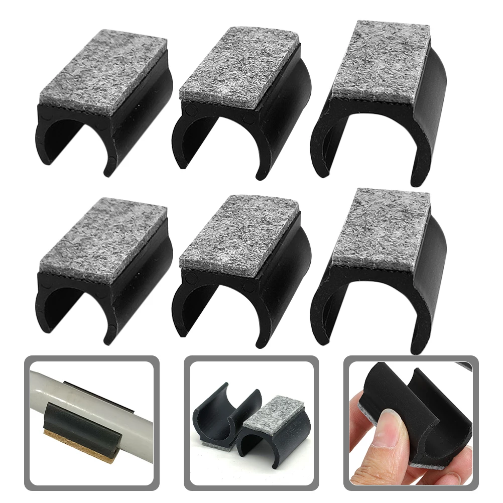 6pcs U-Shaped Wool Felt Chair Leg Pads 19mm 22mm 25mm Black Anti-Scratch Silent Furniture Protectors for Hardwood Floors image 3