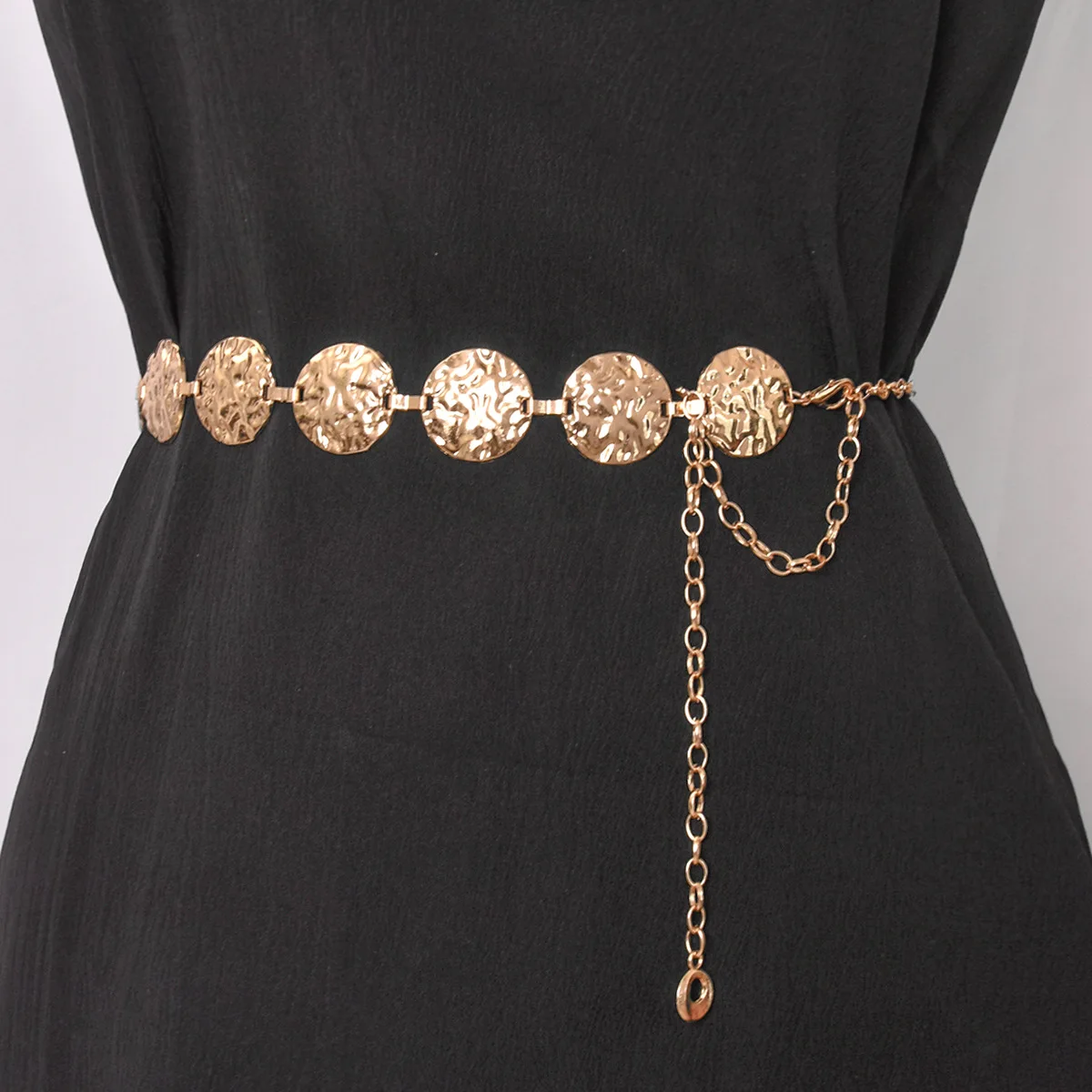 Metal Waist Gold Chain Belt for Women, Round Irregular Body Chain, Sexy Accessory, Adjustable, Elegant Ladies, Punk