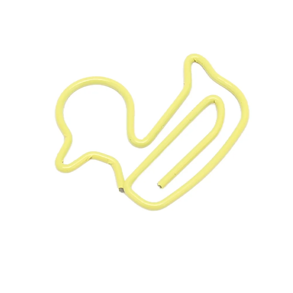 

100Pcs Duck Shaped Paper Clips Plastic-coated Metal 23*22mm Metal Paperclips Cartoon Animals Portable Small Paper Clips